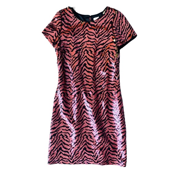NWT Milly Zebra Sequined Mini Dress Pink/Gold size XS - Picture 4 of 8